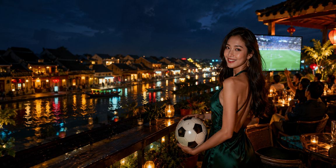 Người chơi tại Hội An theo dõi kèo bóng đá tại quán cà phê với điện thoại di động