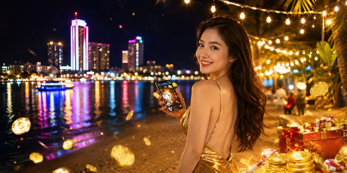 Người chơi thưởng thức trò chơi bài tại chợ đêm Nha Trang với không khí sôi động
